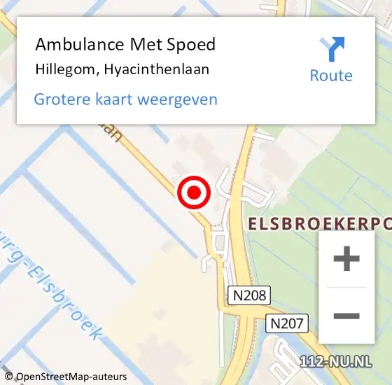 Locatie op kaart van de 112 melding: Ambulance Met Spoed Naar Hillegom, Hyacinthenlaan op 16 maart 2024 12:28