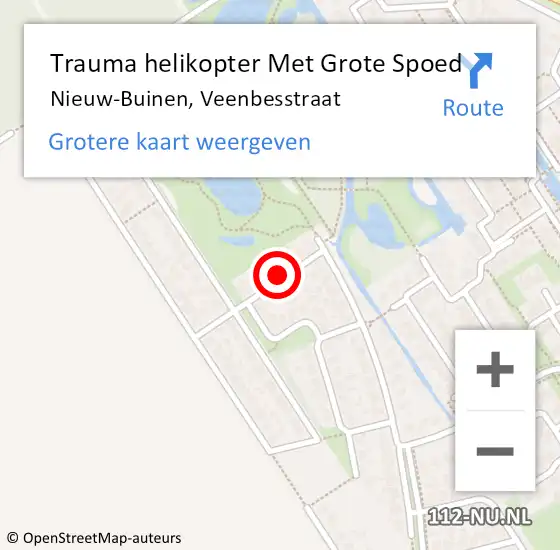 Locatie op kaart van de 112 melding: Trauma helikopter Met Grote Spoed Naar Nieuw-Buinen, Veenbesstraat op 16 maart 2024 12:36