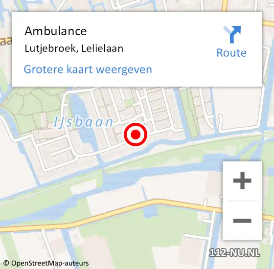 Locatie op kaart van de 112 melding: Ambulance Lutjebroek, Lelielaan op 16 maart 2024 12:53