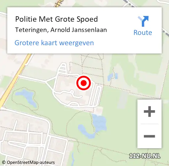 Locatie op kaart van de 112 melding: Politie Met Grote Spoed Naar Teteringen, Arnold Janssenlaan op 16 maart 2024 13:08