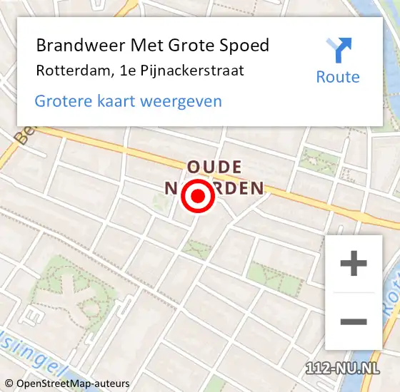 Locatie op kaart van de 112 melding: Brandweer Met Grote Spoed Naar Rotterdam, 1e Pijnackerstraat op 16 maart 2024 13:12