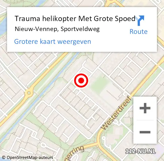 Locatie op kaart van de 112 melding: Trauma helikopter Met Grote Spoed Naar Nieuw-Vennep, Sportveldweg op 16 maart 2024 13:24