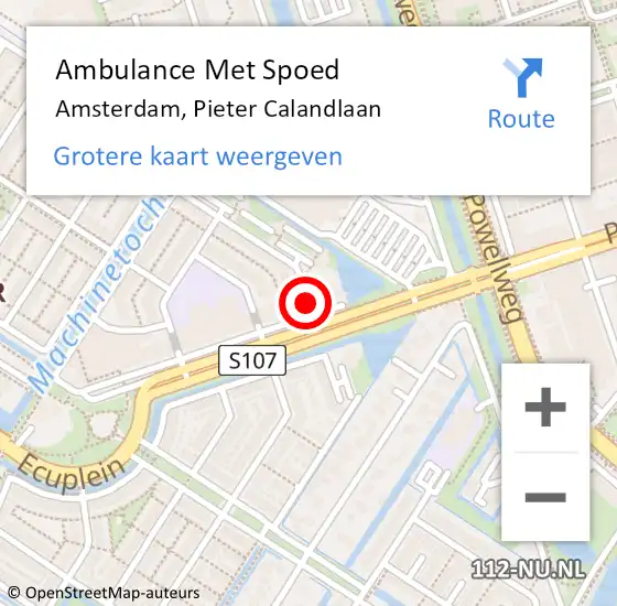 Locatie op kaart van de 112 melding: Ambulance Met Spoed Naar Amsterdam, Pieter Calandlaan op 16 maart 2024 13:59