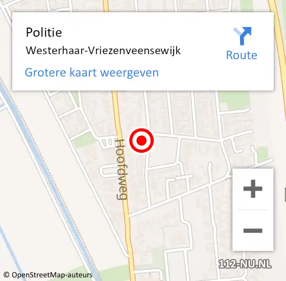 Locatie op kaart van de 112 melding: Politie Westerhaar-Vriezenveensewijk op 16 maart 2024 14:18