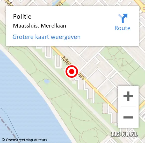 Locatie op kaart van de 112 melding: Politie Maassluis, Merellaan op 16 maart 2024 14:25