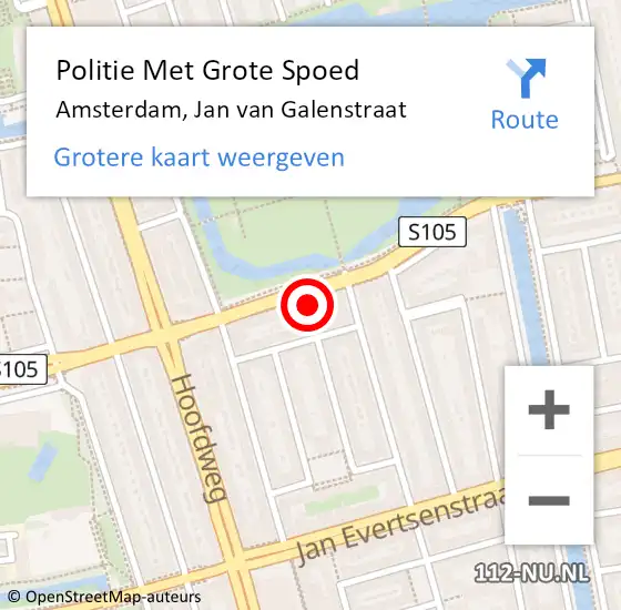 Locatie op kaart van de 112 melding: Politie Met Grote Spoed Naar Amsterdam, Jan van Galenstraat op 16 maart 2024 14:25