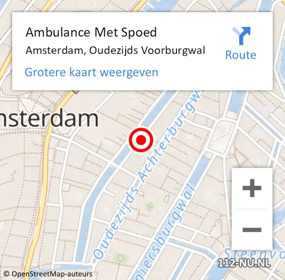 Locatie op kaart van de 112 melding: Ambulance Met Spoed Naar Amsterdam, Oudezijds Voorburgwal op 16 maart 2024 15:20