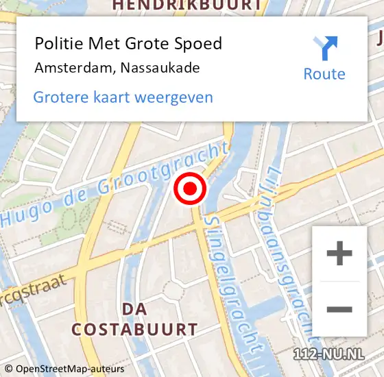 Locatie op kaart van de 112 melding: Politie Met Grote Spoed Naar Amsterdam, Nassaukade op 16 maart 2024 15:42