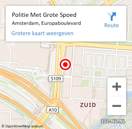 Locatie op kaart van de 112 melding: Politie Met Grote Spoed Naar Amsterdam, Europaboulevard op 16 maart 2024 15:57