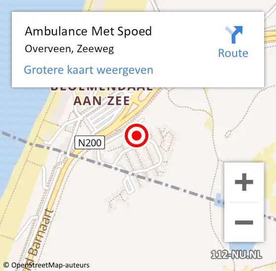Locatie op kaart van de 112 melding: Ambulance Met Spoed Naar Overveen, Zeeweg op 16 maart 2024 16:01
