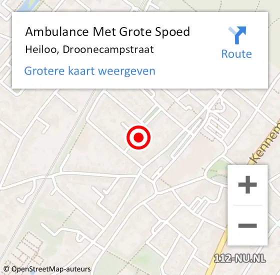 Locatie op kaart van de 112 melding: Ambulance Met Grote Spoed Naar Heiloo, Droonecampstraat op 16 maart 2024 16:29