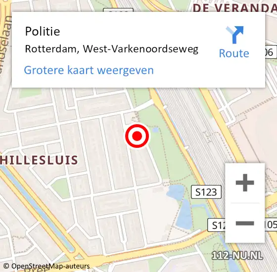 Locatie op kaart van de 112 melding: Politie Rotterdam, West-Varkenoordseweg op 16 maart 2024 16:33