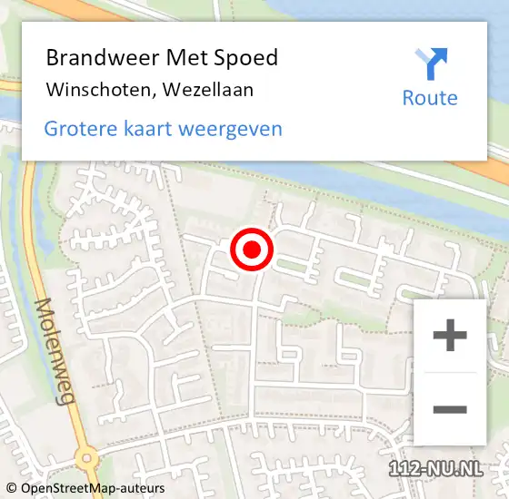 Locatie op kaart van de 112 melding: Brandweer Met Spoed Naar Winschoten, Wezellaan op 16 maart 2024 16:35
