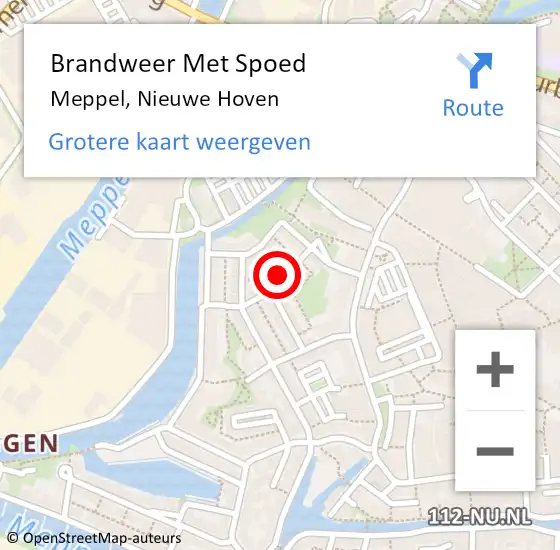 Locatie op kaart van de 112 melding: Brandweer Met Spoed Naar Meppel, Nieuwe Hoven op 16 maart 2024 17:36