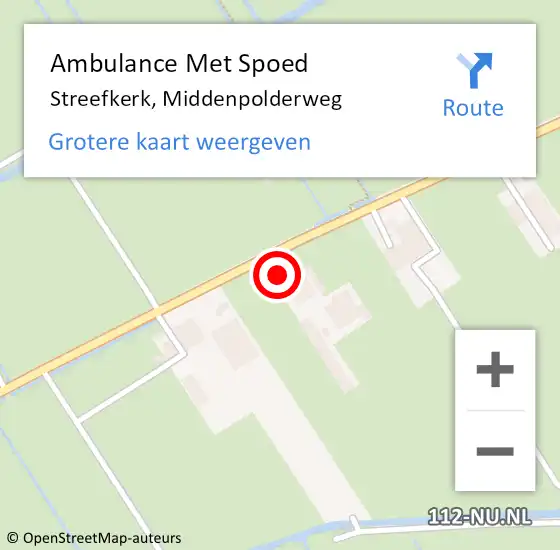 Locatie op kaart van de 112 melding: Ambulance Met Spoed Naar Streefkerk, Middenpolderweg op 16 maart 2024 17:40