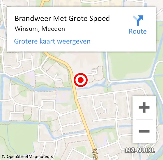 Locatie op kaart van de 112 melding: Brandweer Met Grote Spoed Naar Winsum, Meeden op 16 maart 2024 17:54