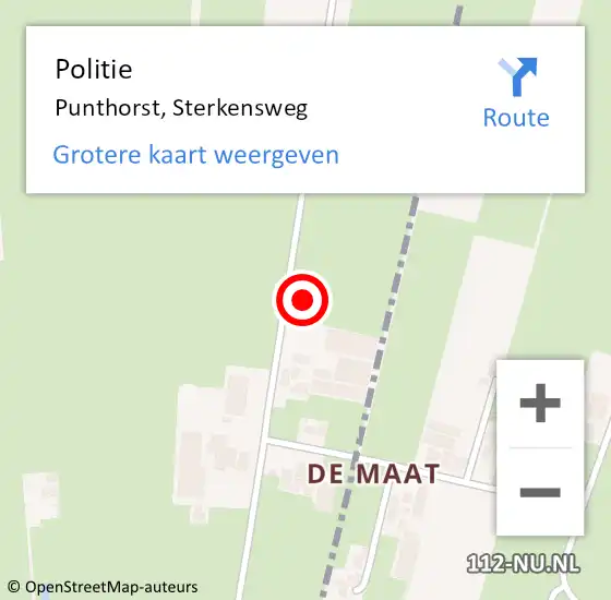Locatie op kaart van de 112 melding: Politie Punthorst, Sterkensweg op 16 maart 2024 18:12