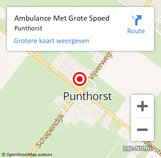 Locatie op kaart van de 112 melding: Ambulance Met Grote Spoed Naar Punthorst op 16 maart 2024 18:12