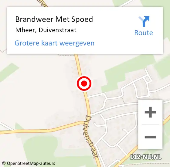 Locatie op kaart van de 112 melding: Brandweer Met Spoed Naar Mheer, Duivenstraat op 16 maart 2024 18:41