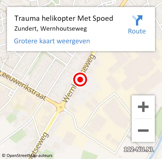 Locatie op kaart van de 112 melding: Trauma helikopter Met Spoed Naar Zundert, Wernhoutseweg op 16 maart 2024 18:45