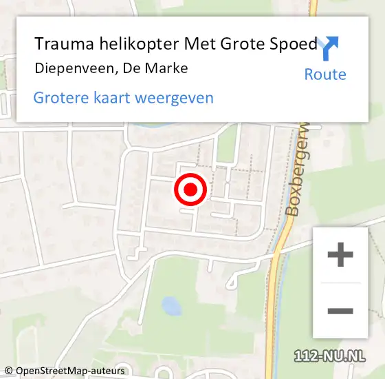 Locatie op kaart van de 112 melding: Trauma helikopter Met Grote Spoed Naar Diepenveen, De Marke op 16 maart 2024 19:46