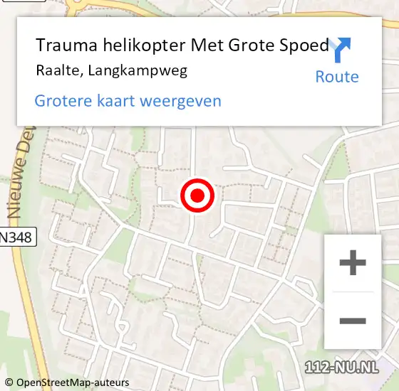 Locatie op kaart van de 112 melding: Trauma helikopter Met Grote Spoed Naar Raalte, Langkampweg op 16 maart 2024 19:59