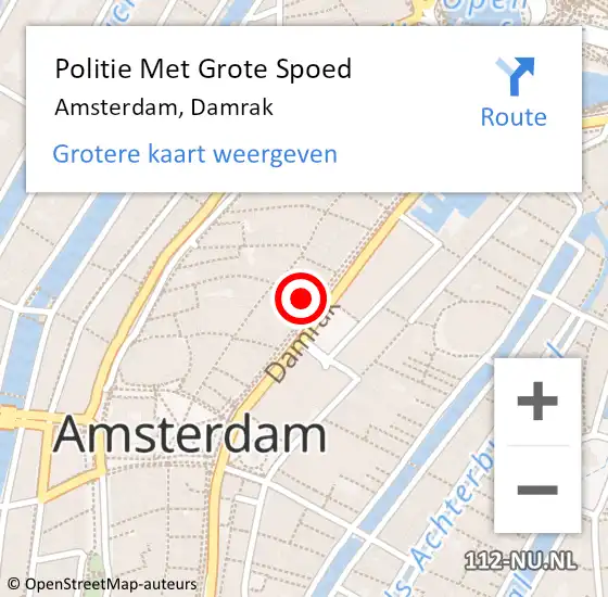 Locatie op kaart van de 112 melding: Politie Met Grote Spoed Naar Amsterdam, Damrak op 16 maart 2024 20:01