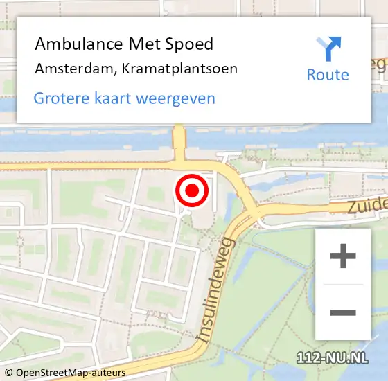 Locatie op kaart van de 112 melding: Ambulance Met Spoed Naar Amsterdam, Kramatplantsoen op 16 maart 2024 20:17