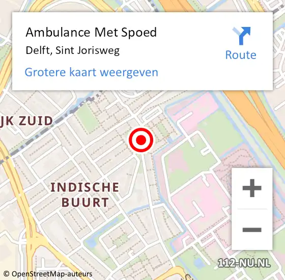 Locatie op kaart van de 112 melding: Ambulance Met Spoed Naar Delft, Sint Jorisweg op 16 maart 2024 20:34