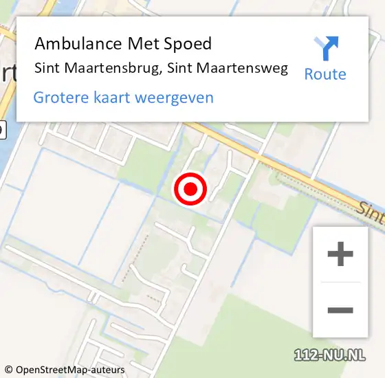 Locatie op kaart van de 112 melding: Ambulance Met Spoed Naar Sint Maartensbrug, Sint Maartensweg op 16 maart 2024 20:59