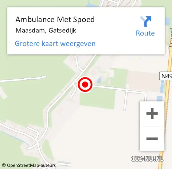 Locatie op kaart van de 112 melding: Ambulance Met Spoed Naar Maasdam, Gatsedijk op 16 maart 2024 21:10