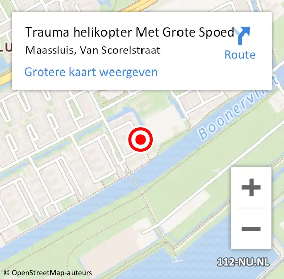 Locatie op kaart van de 112 melding: Trauma helikopter Met Grote Spoed Naar Maassluis, Van Scorelstraat op 16 maart 2024 21:52