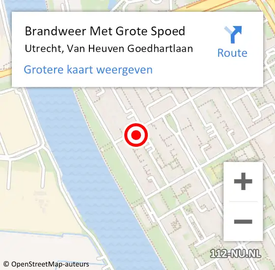 Locatie op kaart van de 112 melding: Brandweer Met Grote Spoed Naar Utrecht, Van Heuven Goedhartlaan op 16 maart 2024 22:00