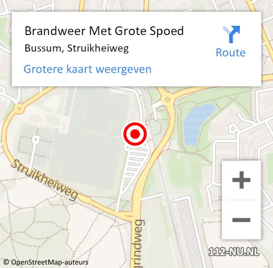 Locatie op kaart van de 112 melding: Brandweer Met Grote Spoed Naar Bussum, Struikheiweg op 16 maart 2024 22:47