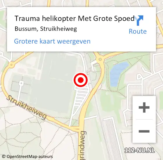 Locatie op kaart van de 112 melding: Trauma helikopter Met Grote Spoed Naar Bussum, Struikheiweg op 16 maart 2024 22:48