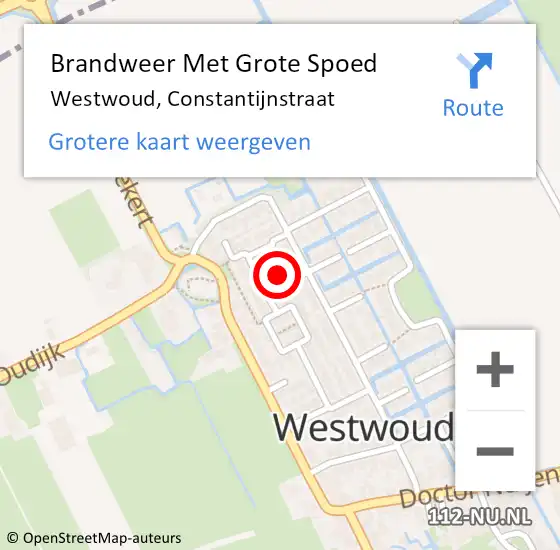 Locatie op kaart van de 112 melding: Brandweer Met Grote Spoed Naar Westwoud, Constantijnstraat op 16 maart 2024 22:52
