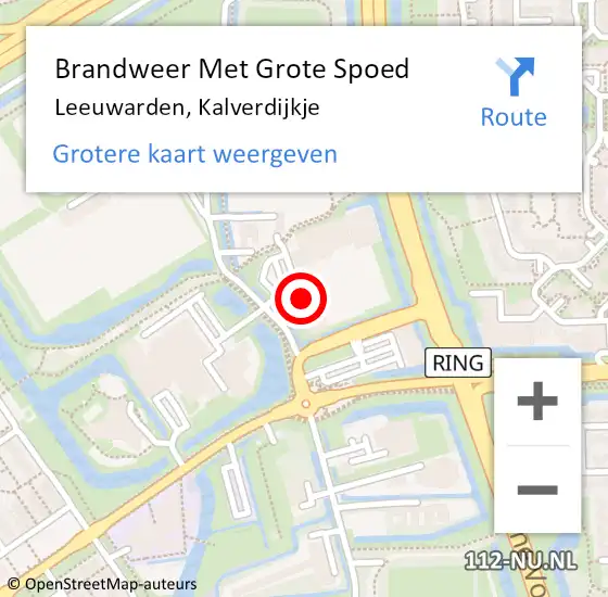 Locatie op kaart van de 112 melding: Brandweer Met Grote Spoed Naar Leeuwarden, Kalverdijkje op 16 maart 2024 23:23