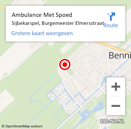 Locatie op kaart van de 112 melding: Ambulance Met Spoed Naar Sijbekarspel, Burgemeester Elmersstraat op 16 maart 2024 23:25
