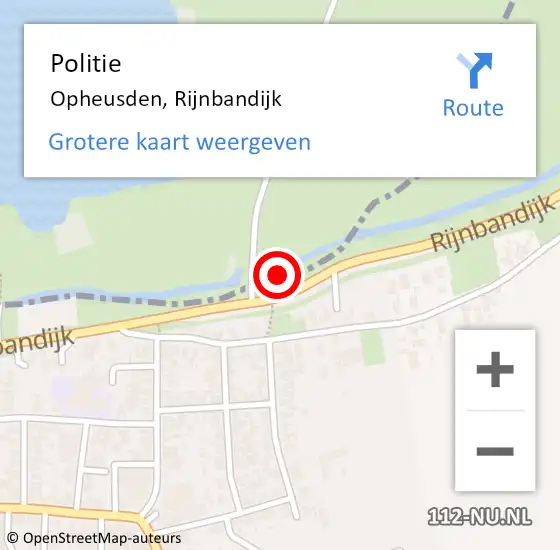 Locatie op kaart van de 112 melding: Politie Opheusden, Rijnbandijk op 16 maart 2024 23:36