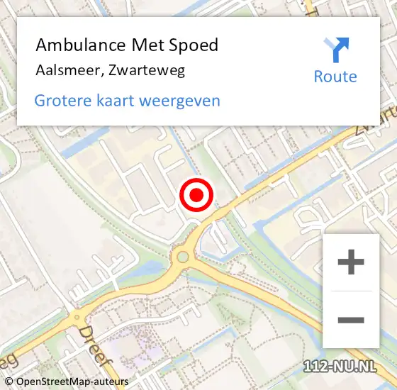 Locatie op kaart van de 112 melding: Ambulance Met Spoed Naar Aalsmeer, Zwarteweg op 17 maart 2024 00:05