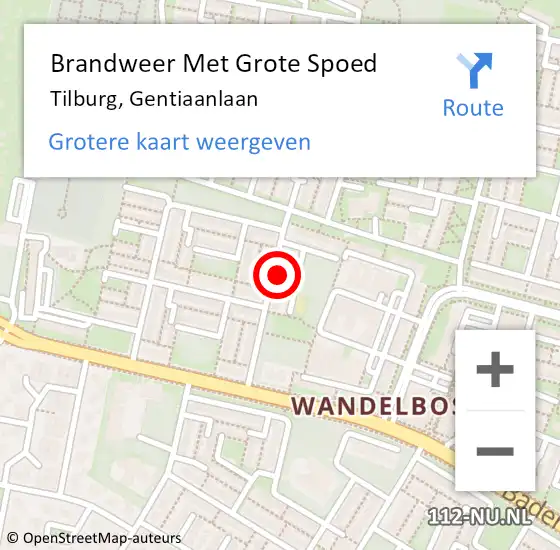 Locatie op kaart van de 112 melding: Brandweer Met Grote Spoed Naar Tilburg, Gentiaanlaan op 17 maart 2024 00:13