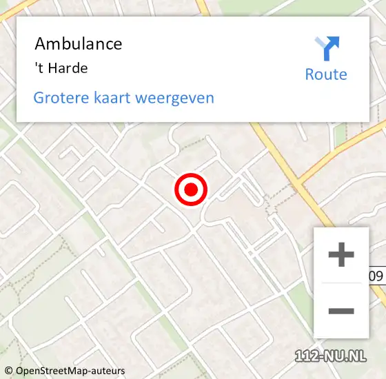 Locatie op kaart van de 112 melding: Ambulance 't Harde op 17 maart 2024 00:14