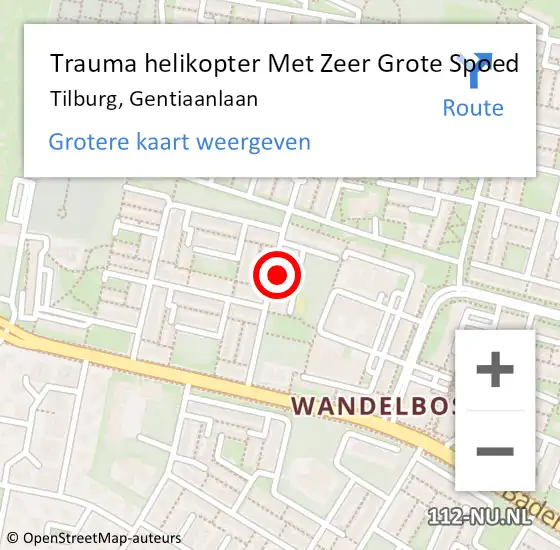 Locatie op kaart van de 112 melding: Trauma helikopter Met Zeer Grote Spoed Naar Tilburg, Gentiaanlaan op 17 maart 2024 00:17