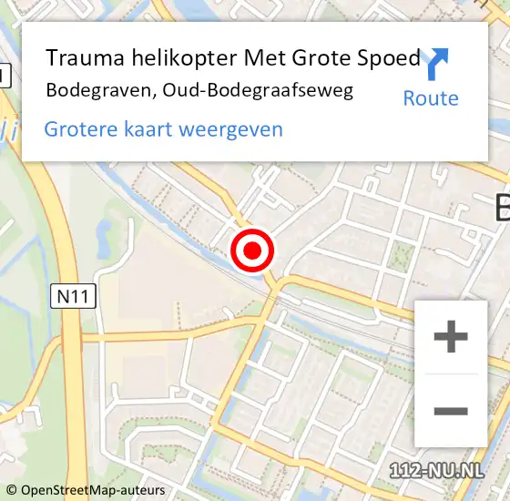 Locatie op kaart van de 112 melding: Trauma helikopter Met Grote Spoed Naar Bodegraven, Oud-Bodegraafseweg op 17 maart 2024 01:19