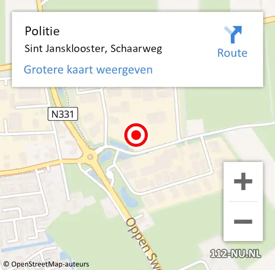 Locatie op kaart van de 112 melding: Politie Sint Jansklooster, Schaarweg op 17 maart 2024 02:00