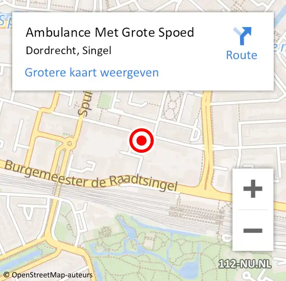 Locatie op kaart van de 112 melding: Ambulance Met Grote Spoed Naar Dordrecht, Singel op 17 maart 2024 02:08