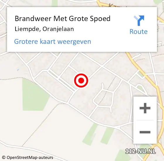 Locatie op kaart van de 112 melding: Brandweer Met Grote Spoed Naar Liempde, Oranjelaan op 17 maart 2024 02:35