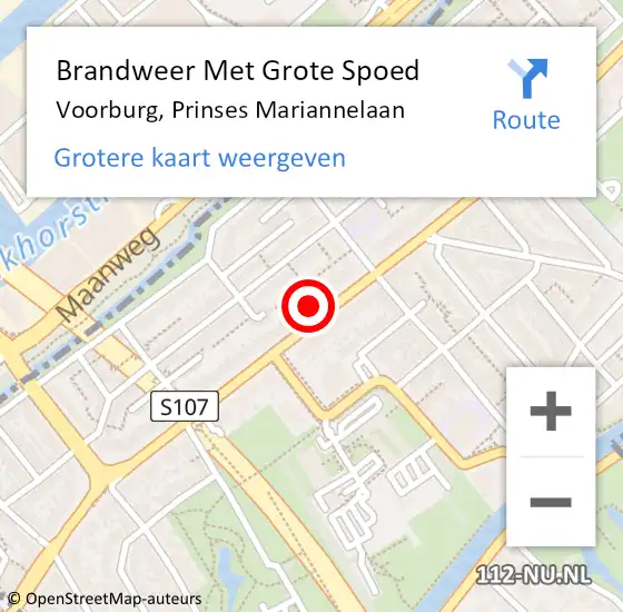 Locatie op kaart van de 112 melding: Brandweer Met Grote Spoed Naar Voorburg, Prinses Mariannelaan op 17 maart 2024 02:51
