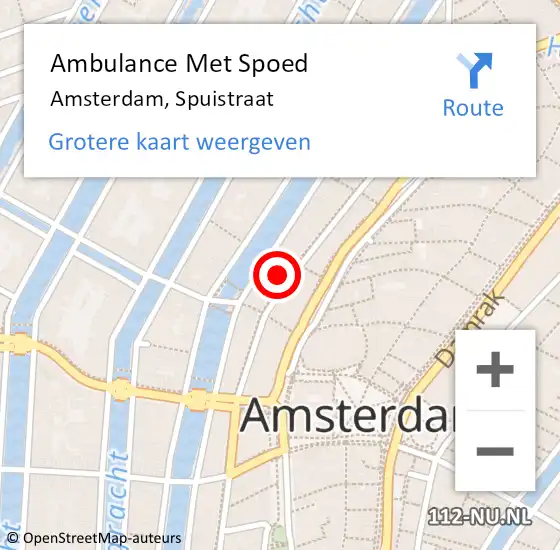 Locatie op kaart van de 112 melding: Ambulance Met Spoed Naar Amsterdam, Spuistraat op 17 maart 2024 04:06
