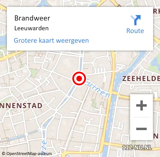 Locatie op kaart van de 112 melding: Brandweer Leeuwarden op 17 maart 2024 05:48